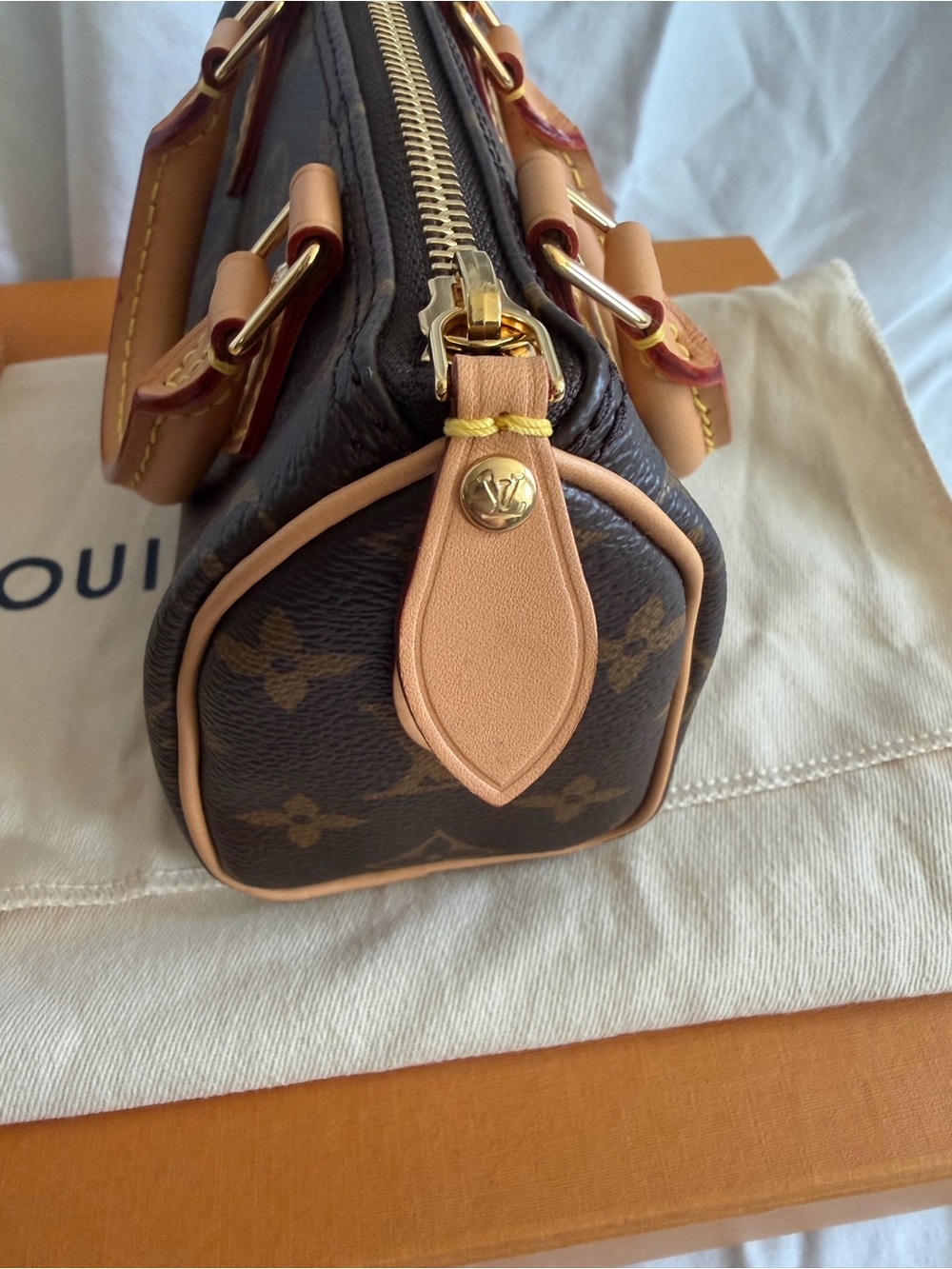 ❌SOLD❌ Louis Vuitton Monogram Nano Speedy Handbag with Vachetta Trim - Picture 7 of 13